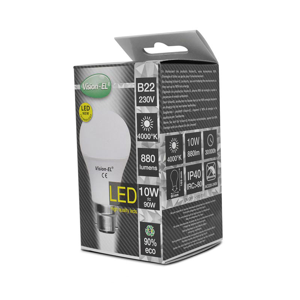 LED 8.5W BULB B22 4000K BX